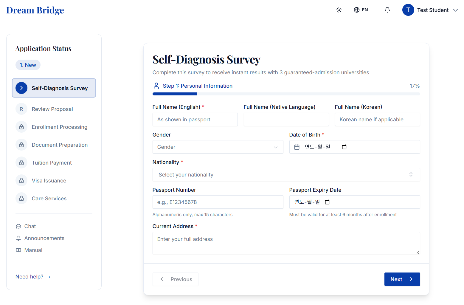 Detailed Profile Entry